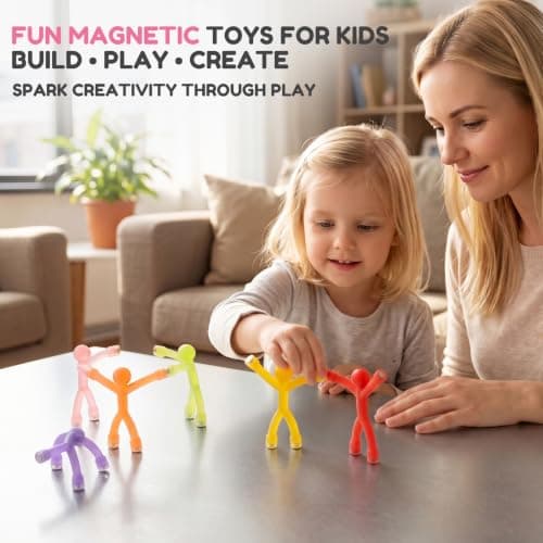 Magnetic Fidget Travel Toys for Kids Age 3-8 – 6Pcs Fun Magnetic Men Set, Perfect for Airplane & Car Trips,Sensory Stress Relief, and Travel Game Gift for Boys & Girls — view 2