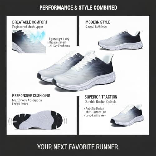RTOUNT Mens Trainers Men Breathable Casual Walking Shoes for Gym Travel — view 5