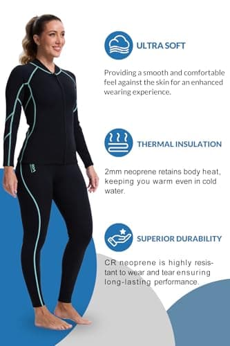 Lemorecn Women's Wetsuit Pants 2mm Super Stretch Neoprene, GREEN,M — view 3