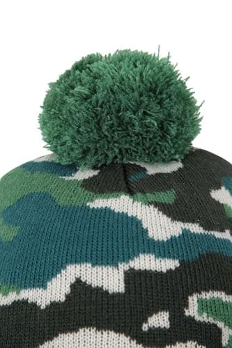 Mountain Warehouse Camo Fleece Kids Beanie - Warm Hat Cap - Best for Winter, Travelling, Walking Green ONE — view 6