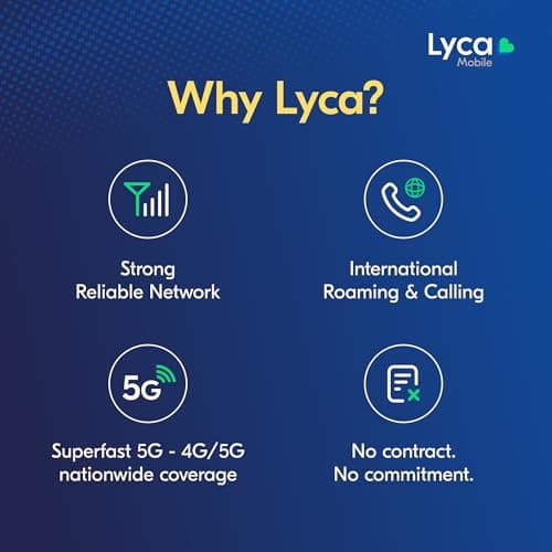 Lyca Mobile UK Prepaid SIM Card | UK Plan Smart | 5 GB Data | 5G Speed | 1000 UK Minutes & SMS | International Calling | £5/30 Days — view 4