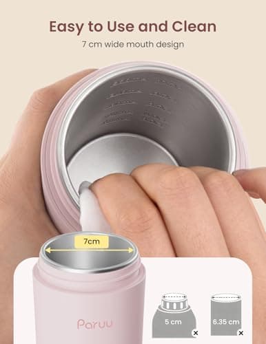 Paruu Portable Bottle Warmer for Breast Milk & Water, Rapid Heating in 2 Minutes, 7-Temp Control, Large 12oz Capacity, Ideal Gifts for New Parents, Pink — view 4
