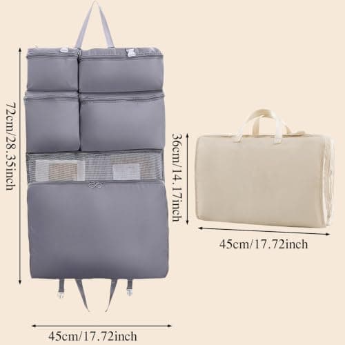 NIFTYY 6-in-1 Hanging Travel Organiser Bag with Waterproof Compartments – Foldable Luggage Storage Packing Cubes for Clothes – Portable Hanging Wardrobe for Business Trips (grey) — view 2