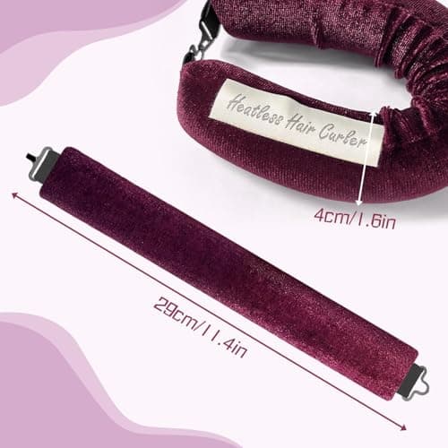 3PCS Heatless Curlers, No Heat Hair Rollers Headband for Overnight Curls, Heatless Curling Rod for Long Hair, Battery-Free, Non-Electric (Burgundy) — view 5