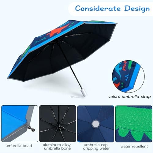 Dinosaur Kids Folding Umbrella, Windproof Automatic Travel Umbrella for Boy — view 4