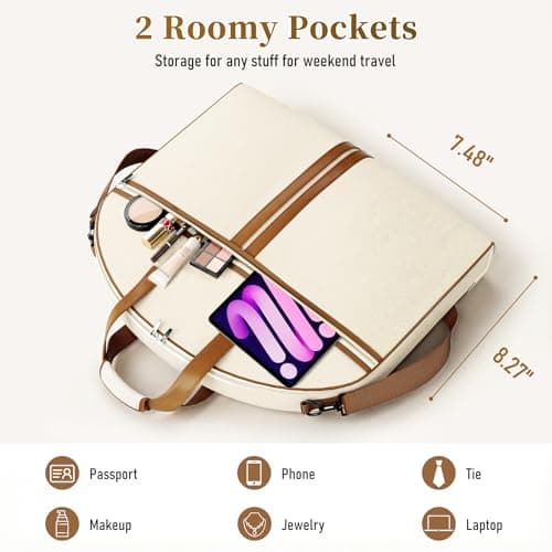 MISSLO Carry on Garment Bags for Travel for Women 56" Foldable Dress Bag with Large Pockets Bag Suit Luggage Garment Bag with Shoulder Strap for Business, Wedding, Hanging Clothes, Beige — view 4