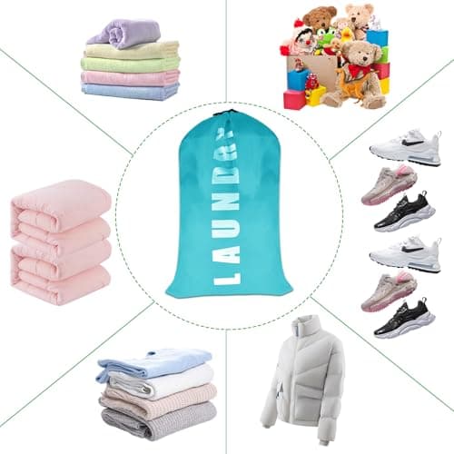 3Pcs Large Laundry Bag 91cm×61cm Travel Laundry Bag Foldable Laundry Bags with Drawstring laundry bags for travelling for Travelling Camping Home Bathroom Caravan Dormitory(Blue&Pink&Grey) — view 6