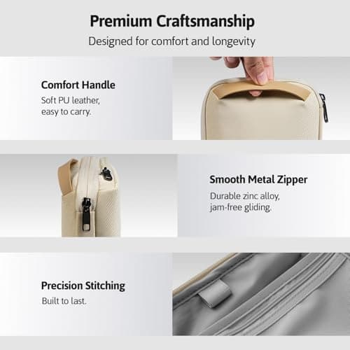 OrgaWise Cable Organiser Bag, Electronic Organizer Travel Case, Water Resistant Travel Accessories Bag Tech Pouch for Charger Adapter Power Bank Hard Drive (Beige) — view 6