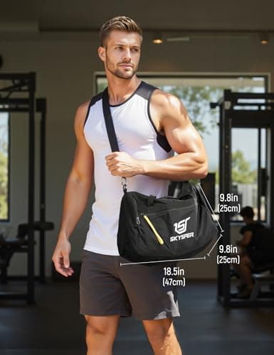 SKYSPER 30L Gym Duffel - Sports Bag Small with Wet Pocket for Sport, Travel, Fitness & Workout Men Women(Black) — view 6
