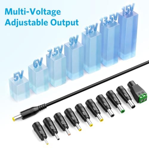 Zolt 45W 5V 6V 7.5V 9V 12V 13.5V 15V Universal Power Supply Adapter 3A Max — view 4