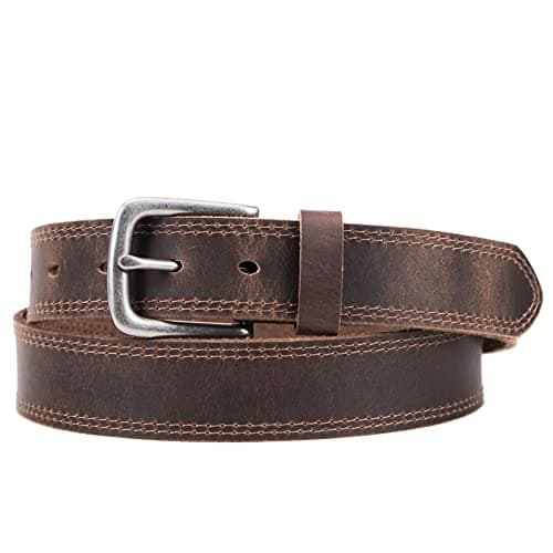 Vatan Men's Genuine Leather Casual Every Day Jeans Belts, Handmade Men Leather Belt with Gift Box (B-Bourbon Brown (Double Stitch), 34(Fits Waist 32"-33")) — view 2