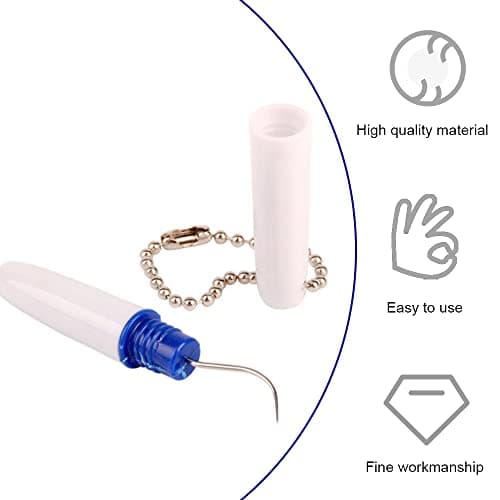 MANXIYECHEN 2 Pcs Mini Travel Dental Cleaner, Portable Stain Erasers with Chain Tooth Pick Interdental Picks, Blue, White — view 3