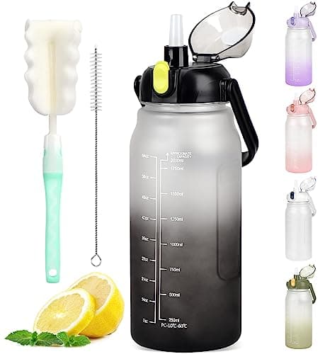 GXCROR Water Bottle 2L with Straw, 100% Leakproof Water Bottle, BPA Free Water bottle, Anti Rupture Drinking bottle for Daily use, Fitness and Outdoor Activities, Black