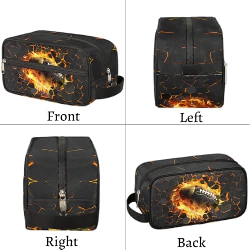 Travel Toiletry Bag for Boys Kids - 3D Rugby Ball Waterproof Hanging Dopp Kit for Men, Shaving Bag with Large Capacity for Bathroom, Sports, Shower — view 6
