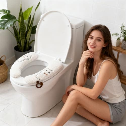 Heating Toilet Seat Cover 1-Pair Washable Reusable Self Adhesive — view 2