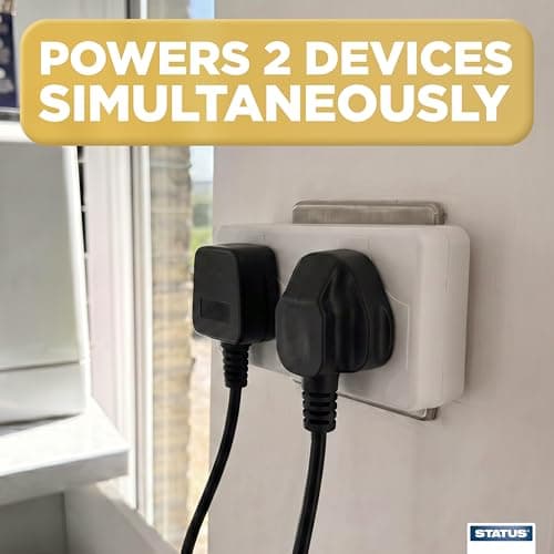 STATUS 2 Way UK to EU Travel Adapter, Twin Plug Converter for European Sockets, Compact White Adaptor for Holiday, Hotel or Business Use (SEURO2WAYAB112) — view 5