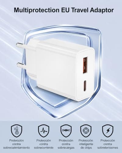 20W EU Travel Charger with USB-A/C Port UK to European Plug Adapter EU Plug — view 4