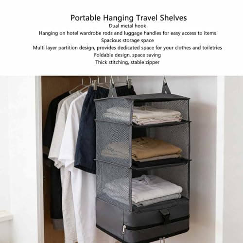 Hanging Packing Cubes, Adjustable Hooks Organizer Foldable Storage — view 3