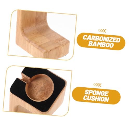 Hoement Bamboo Smart Watch Charging Support Smart Watch Charging Bracket Carbonized Bamboo Desktop Display Stand Office Travel Brown — view 3