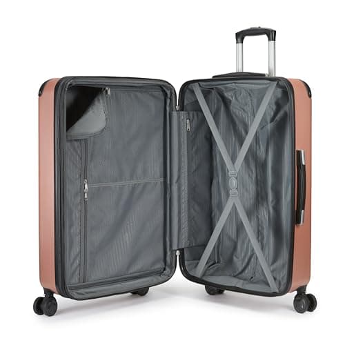 Amazon Basics Hardside Carry-On Spinner Luggage Set, 3-Piece, Carry-On Suitcase, Tote Bag, Compact Travel Bag, Expandable, 4 Spinner Wheels, Rose Gold — view 6