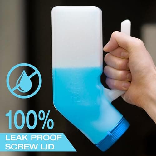 Urinals for Men Glow in The Dark Lid by Tilcare (2 Pack) - 1000mL Thick Plastic Mens Bedpan Bottle with Screw-on Lid - Spill Proof Urinary Chamber - Male Portable Travel Pee Bottles — view 2