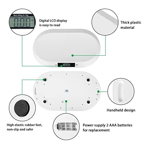 Trintion Baby Weighing Scale 20kg Digital Scale Infant Pet Weighing Scales Capacity 55 * 32cm Baby Scales Small Animal Scale Monitor Health Growth — view 3
