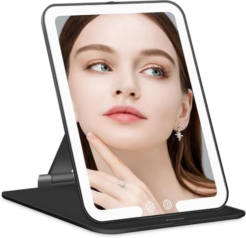Auxmir Rechargeable Makeup Mirror, Travel Vanity Mirror with Light, Black