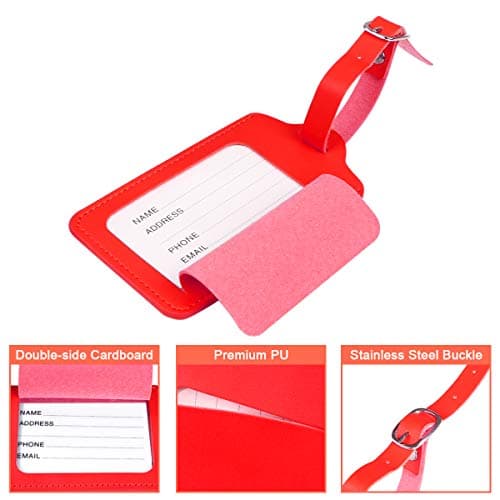flintronic Travel Luggage Tags, 2PCS Baggage Labels, Suitcase ID Tags, Handbag Tag Labels, Luggage Suitcases Tags for Preventing Loss of Bags and Suitcases(Red) — view 4