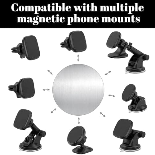 14 Pcs Strong Sticker Base for Magnets, Round Magnet, Phone Metal Plates for Magnetic Car Mount, Universal Metal Plate with Adhesive, Back Magnet Stickers (Silver) — view 4