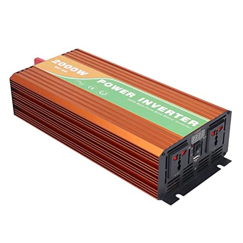 2000W Pure Sine Wave Power Inverter Output Voltage Converter Power Transformer for Car RV Overload Under Voltage Protection Aluminium Alloy Shell Intelligent Cooling Fan (DC24V) — view 2