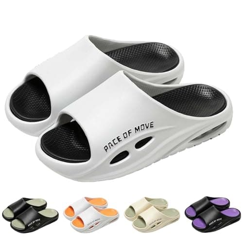 Men's Quick-Dry Indoor Outdoor Slippers with Non-Slip Rubber Sole, Breathable Mesh Upper for Home, Yard, or Travel, Soft Massage Insole for All-Day Comfort, Machine Washable (White, 7.5) — view 4