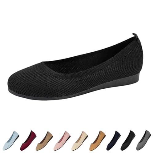 Women Comfortable Breathable Slip On Shoes, Orthopedic Walking Sports Shoes for Women (Black,6)