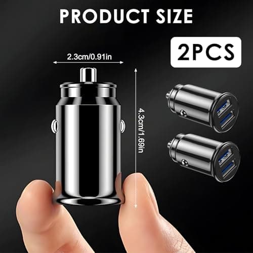 CJMUQHEHH 2 Pcs USB Car Charger, 15 W/3.1A Fast Car Charger Mini Cigarette USB Adapter Quick Charge for iPhone 17 Pro/16/15/14/13/12, Samsung Galaxy S25/S24/S23/S22/S21/A17/A16/A56/A55/A36【black】 — view 2