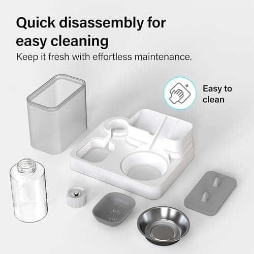 2 in 1 Automatic Pet Feeder, Food and Water Dispenser, for Small Cats And Dogs, 2.2L Food Feeder 1L Water Dispenser Gravity Dispenser Station for Home Travel Dark Grey — view 3