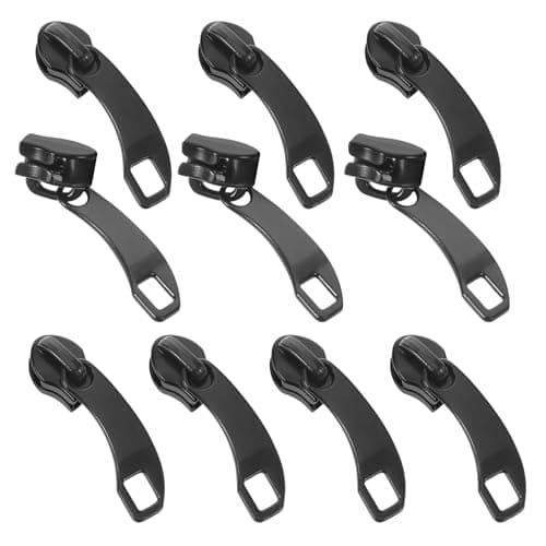 Healvian 10pcs Zipper Repair Kit Black Heavy Duty Double Layer Explosion-Proof Zipper Puller Replacement for Clothing and Suitcase Travel Outdoor Use Zinc Alloy