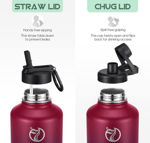 HydroPal Vacuum Insulated 1.9L Stainless Steel Water Bottle with Dual Lids — view 2