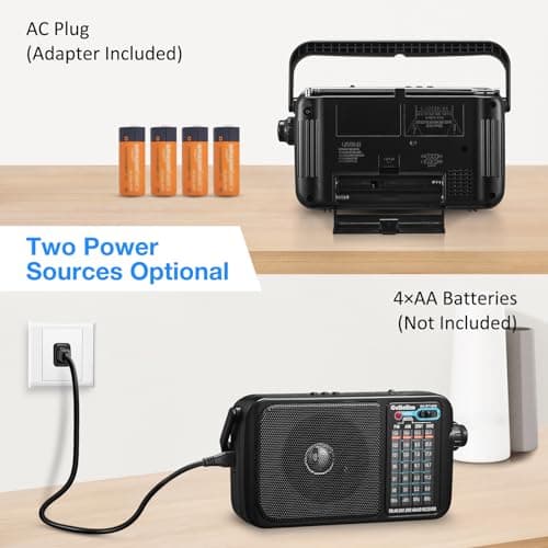 Gelielim Radios Mains and Battery, Portable Radio AM FM Shortwave Radio, Battery Radio for Home or Outdoor, Earphone Jack, Large Dial Easy to Use, Small Gfits for Seniors Elderly — view 5
