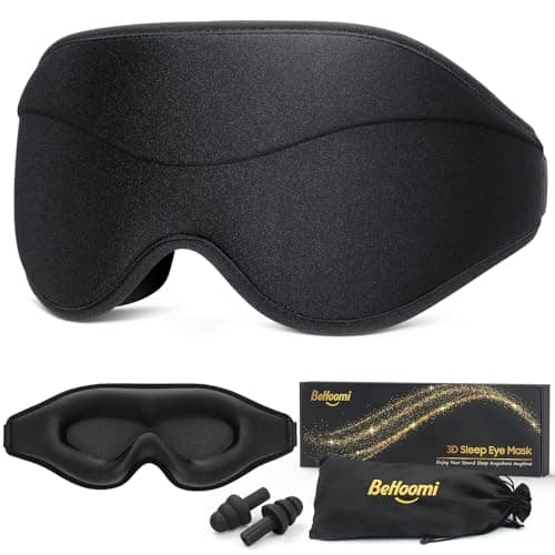 Sleep Mask, Premium Eye Mask for Sleeping, Total Blackout, Super Soft Comfort, Adjustable Fit, Upgraded 3D Ergonomic Designed Sleeping Mask for Home, Office, Travel, Meditation, Yoga, Black