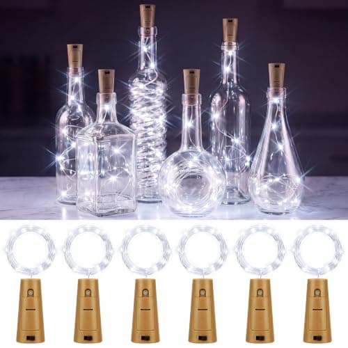 btfarm 6 Pack Bottle Lights with Cork 2M 20LED Fairy Light Battery Operated