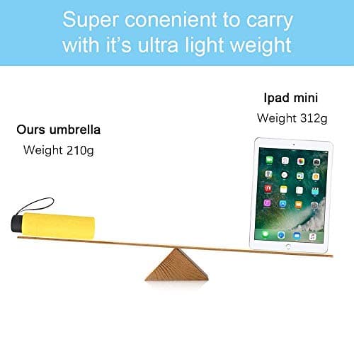 Vicloon Mini Travel Umbrella, Small Compact Umbrella with UPF50+ Protection, 210T Black Rubber Cloth & 6 Aluminum Alloy Ribs Folding Umbrellas, Lightweight Tiny Pocket Umbrellas (Yellow) — view 4