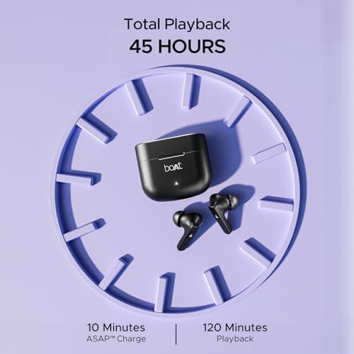 boAt Airdopes 91, 45HRS Battery, 50ms Low Latency, ENx Tech, Fast Charge, IPX4, IWP Tech, v5.3 Bluetooth Earbuds, TWS Ear Buds Wireless Earphones with mic (Active Black) — view 3