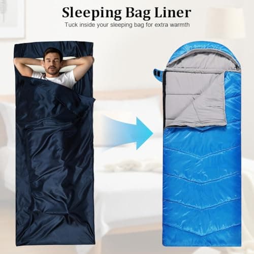Aolso Sleeping Bag Liner, Lightweight Travel Sheet for Adults, 220 x 90 cm Camping Sheet, Ultralight Sleeping Bag Liner, Ideal for Camping, Hotels, Backpacking and Summer Trips-Blue — view 4