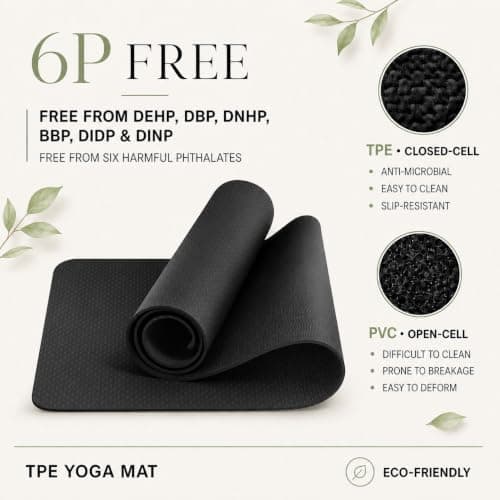 Non-Slip 6mm TPE Yoga Mat with Carry Strap for Home, Gym & Travel — view 2