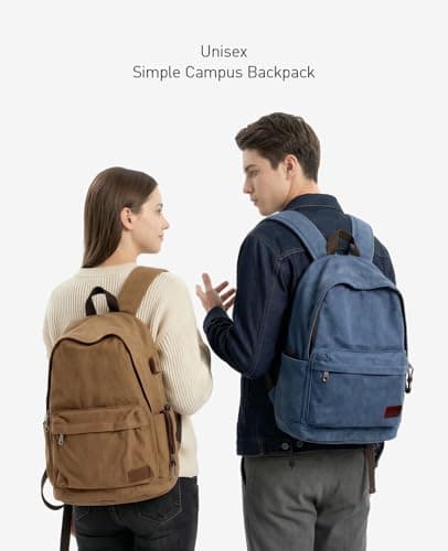Muzee Canvas School Backpack with 15.6 inch Laptop for Men Women, Lightweight Anti-Theft Travel Daypack College Student Backpack Mit USB Charging Port — view 6