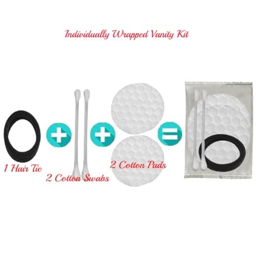 50Pcs Individually Wrapped Travel Vanity Kit;Disposable Makeup Remover Kit;Each includes Cosmetic Cotton Pads,Cotton Swabs,Hair Tie; Hygiene Hotel Amenities Kit; Hotel Toiletries Outdoors — view 2