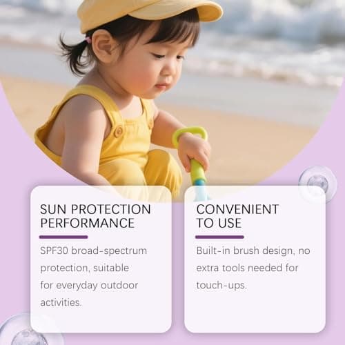 Kids Mineral Sunscreen Powder SPF 30, Brush-On SPF Powder for Scalp, Gentle No White Cast Non Greasy, Baby Toddler Sunscreen Travel Size 8g (2PCS) — view 3