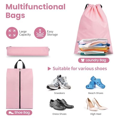 Prezon Compression Packing Cubes for Carry on Luggage, Full Open & Mesh Visible Design, 6 Set Expandable Travel Packing Organizer with Laundry Bag and Shoe bag for Vacation, Camping, Business — view 6