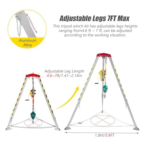 Heavy Duty Rescue Tripod with Winch Fall Arrest Kit for Manholes/Silos/Wells/Sewers Lifting Equipment for Emergency Rescue Operations Commercial Grade Safety System — view 4