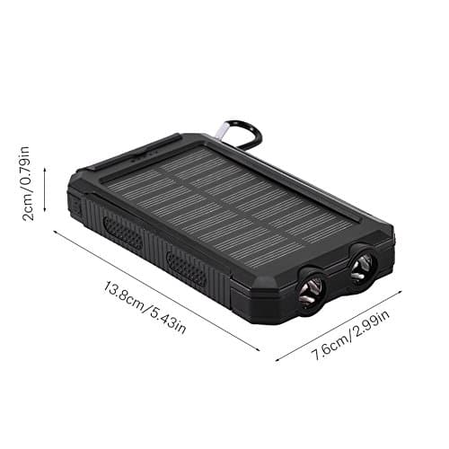 ciciglow Power Bank Kit,10000mAh Outdoor Fast Charge Solar Mobile Power Bank Case DIY Kit with Compass,Dual USB Power Bank Shell DIY Kit(Black+black) — view 5