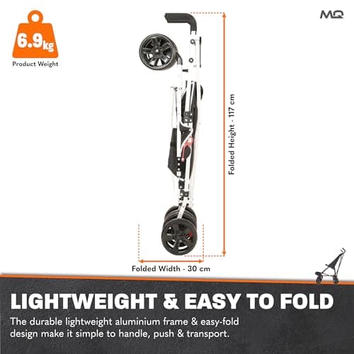 MobiQuip XL Disability Pushchair, Black - Special Needs Stroller for Older Children up to 50kg - Lightweight Folding Aluminium Frame - Adjustable Footplate & 5-Point Harness - Smooth & Portable — view 3